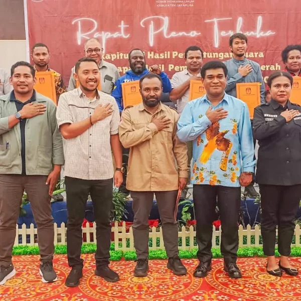 KPU Kabupaten Jayapura: Pasangan Yunus Wonda – Haris Richard Yocku Tertinggi Raih 22.386 suara di Pilkada Tahun 2024